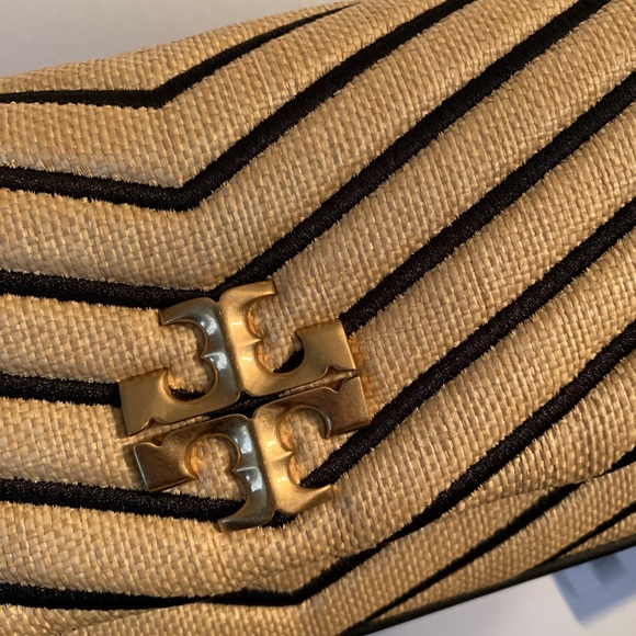 SOLD⛔️Authentic TORY BURCH Leather/quilted straw magnetic flap shoulder/Crosby - Picture 15 of 15